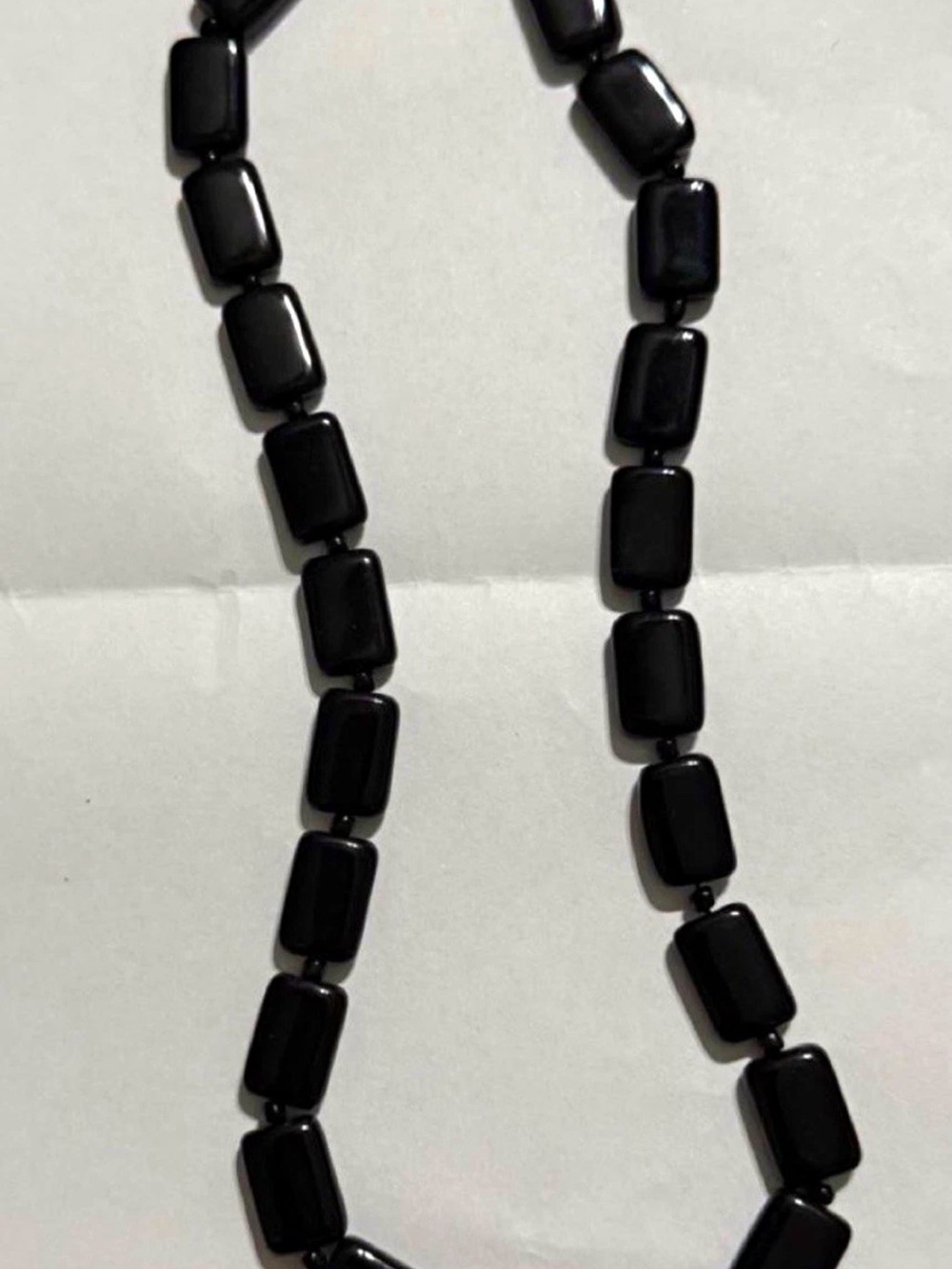 Classic Black Rectangular Bead Necklace - Women's Jewelry
